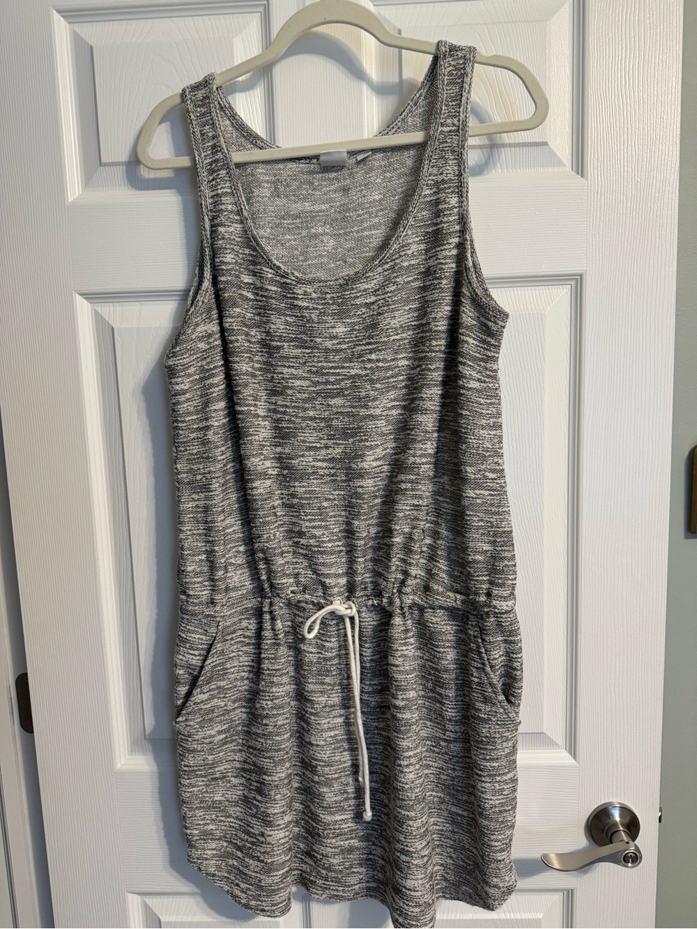 Women's Gray Heather Drawstring Tank Swim Cover-Up